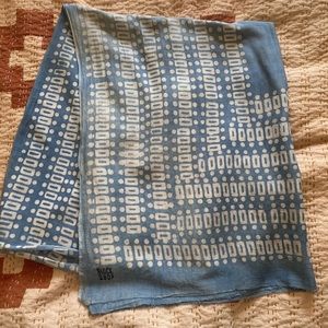 Block Shop Textiles blue silk blend scarf handmade boho accessory AS IS READ!